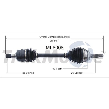Surtrack Axle Cv Axle Shaft, Mi-8008 MI-8008